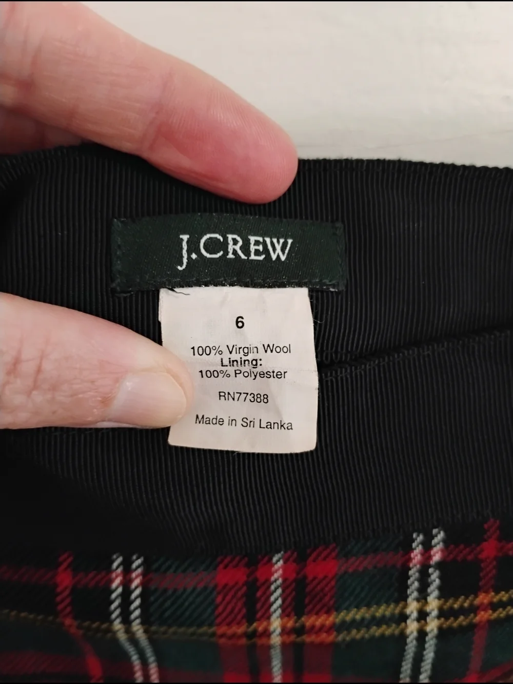 J. Crew Classic Tartan 100% Wool Holiday Skirt